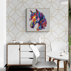Whimsical Wooden Jigsaw Puzzle- colorful horse