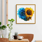 Whimsical Wooden Jigsaw Puzzle- yin yang sunflower
