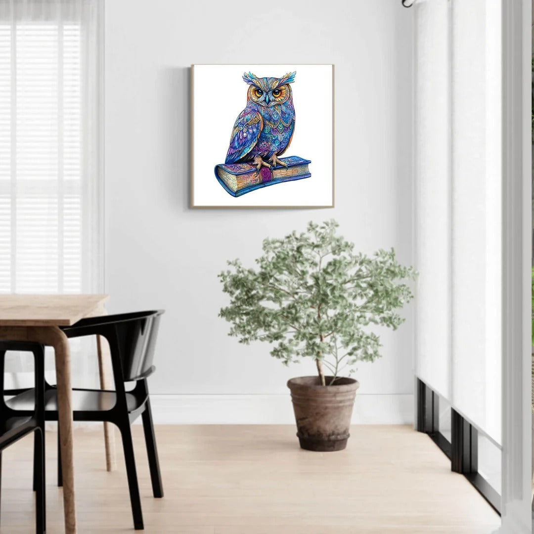 Whimsical Wooden Jigsaw Puzzle- Elegant owl