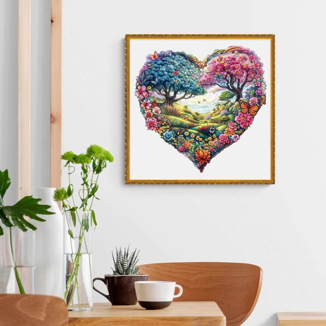 Whimsical Wooden Jigsaw Puzzle- love garden