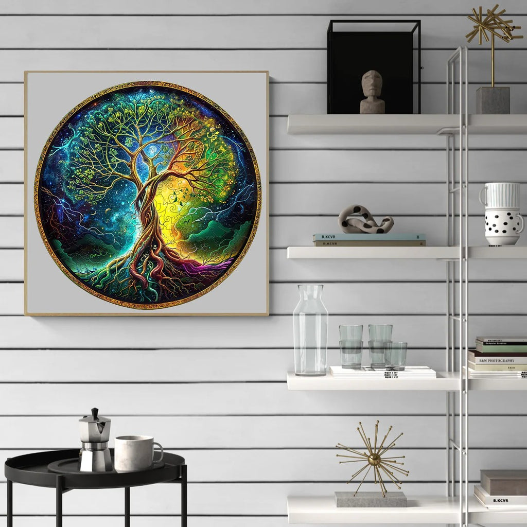 Whimsical Wooden Jigsaw Puzzle- Aurora Tree of Life-3