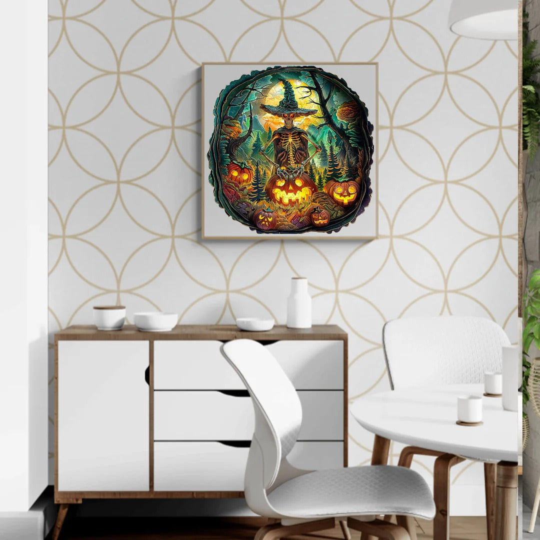 Whimsical Wooden Jigsaw Puzzle- Halloween skeletons