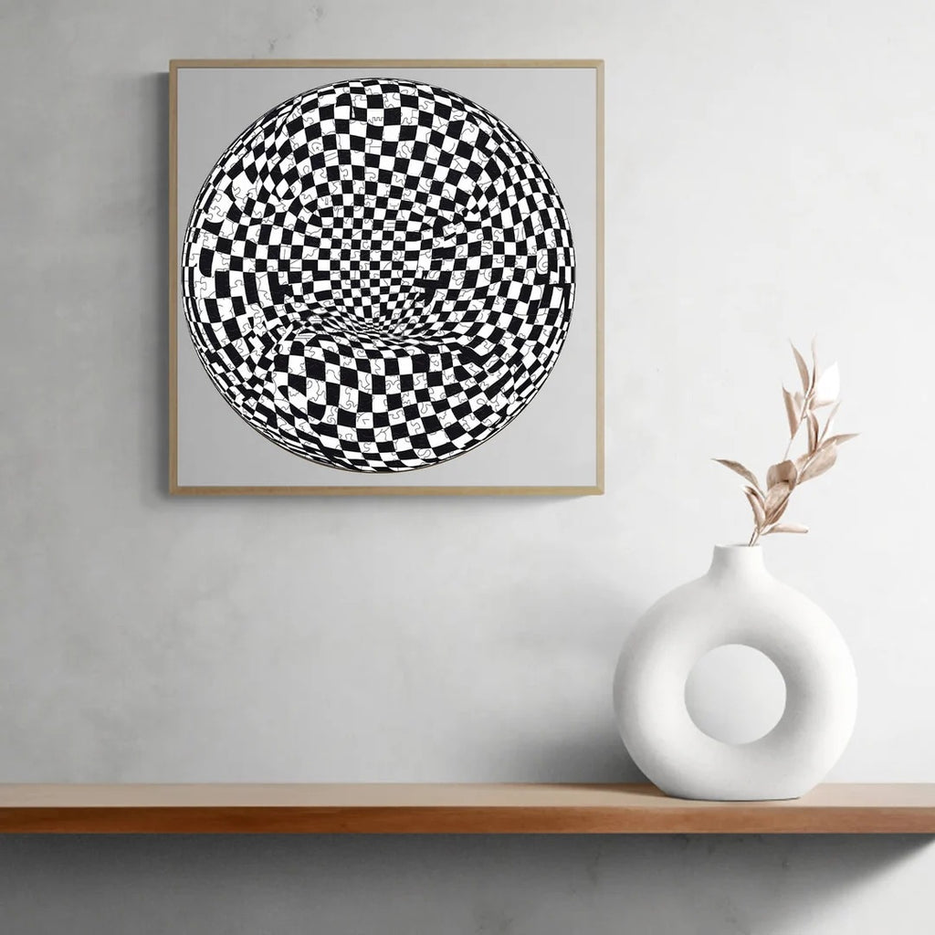 Whimsical Wooden Jigsaw Puzzle- Checkerboard pop art