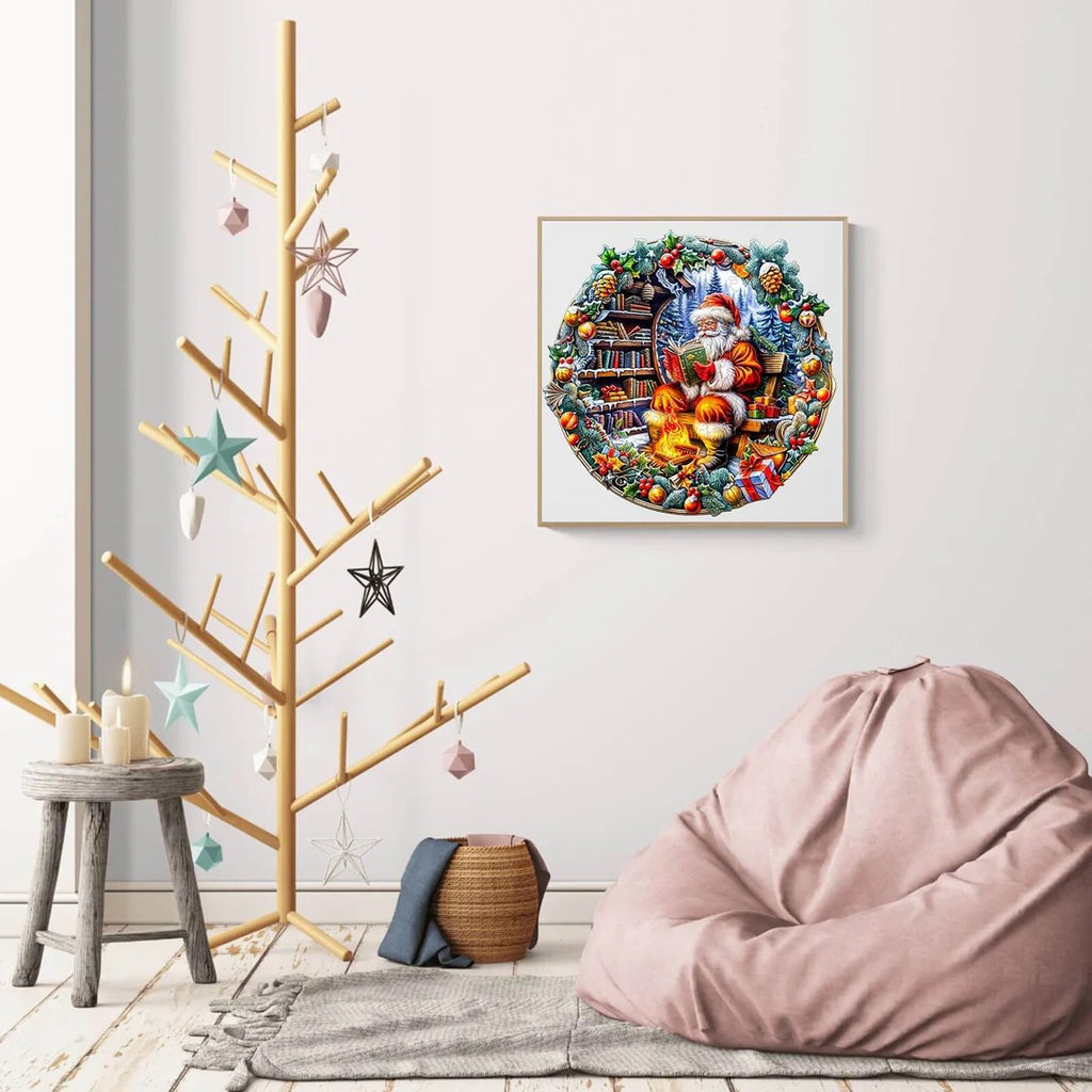 Whimsical Wooden Jigsaw Puzzle-Santa's Rest