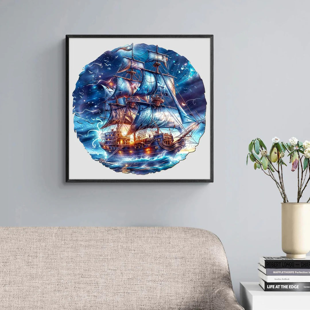 Whimsical Wooden Jigsaw Puzzle- Blue Voyage