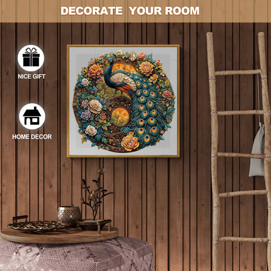Ausgefallenes Holz-Puzzle – Yin-Yang-Pfau