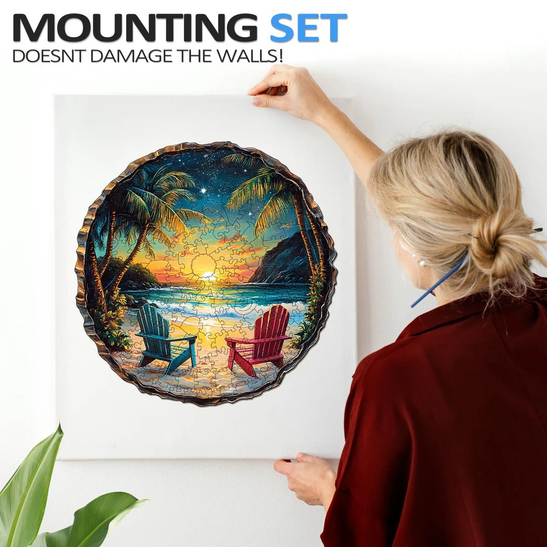Whimsical Wooden Jigsaw Puzzle- Sunset Beach