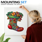 Whimsical Wooden Jigsaw Puzzle- Christmas socks