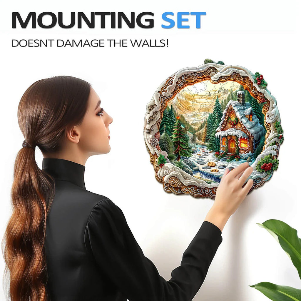 Whimsical Wooden Jigsaw Puzzle- 3D Christmas House - 1