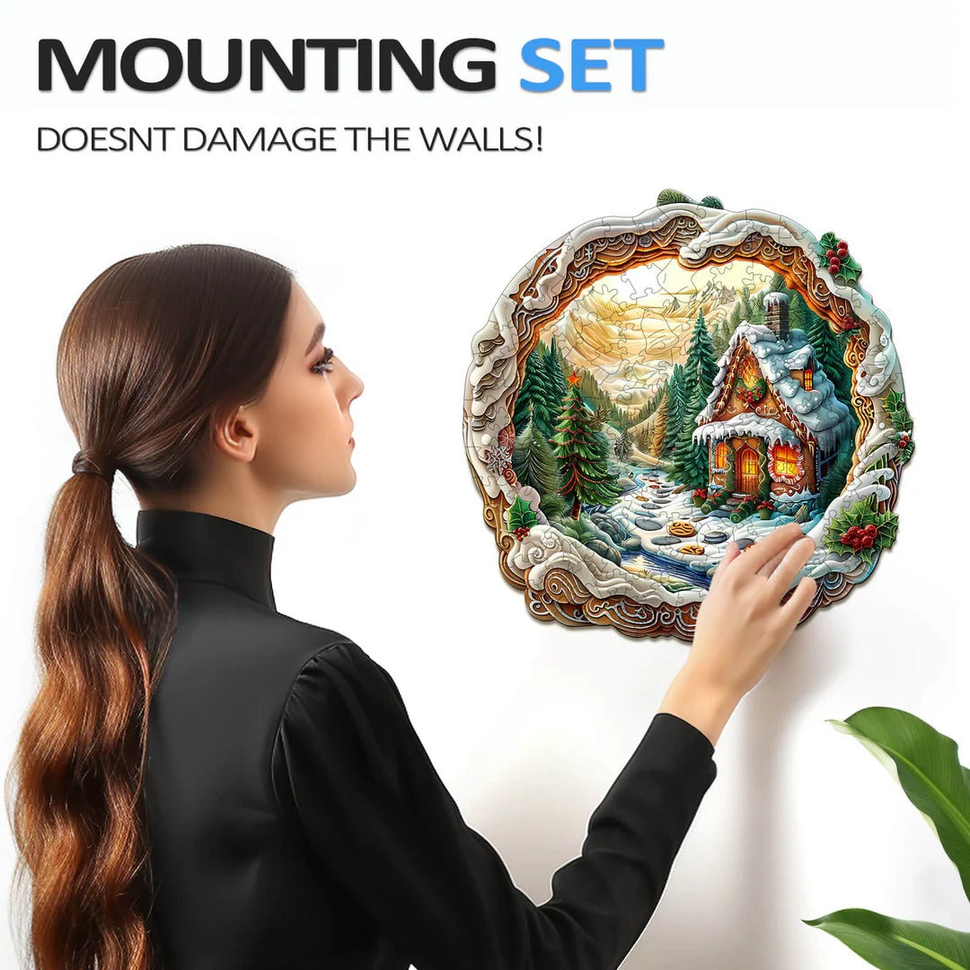 Whimsical Wooden Jigsaw Puzzle- 3D Christmas House - 1