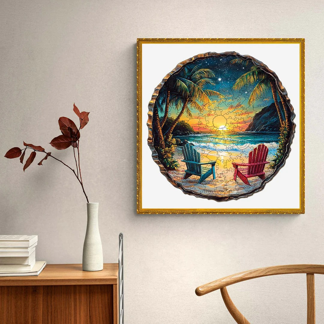 Whimsical Wooden Jigsaw Puzzle- Sunset Beach