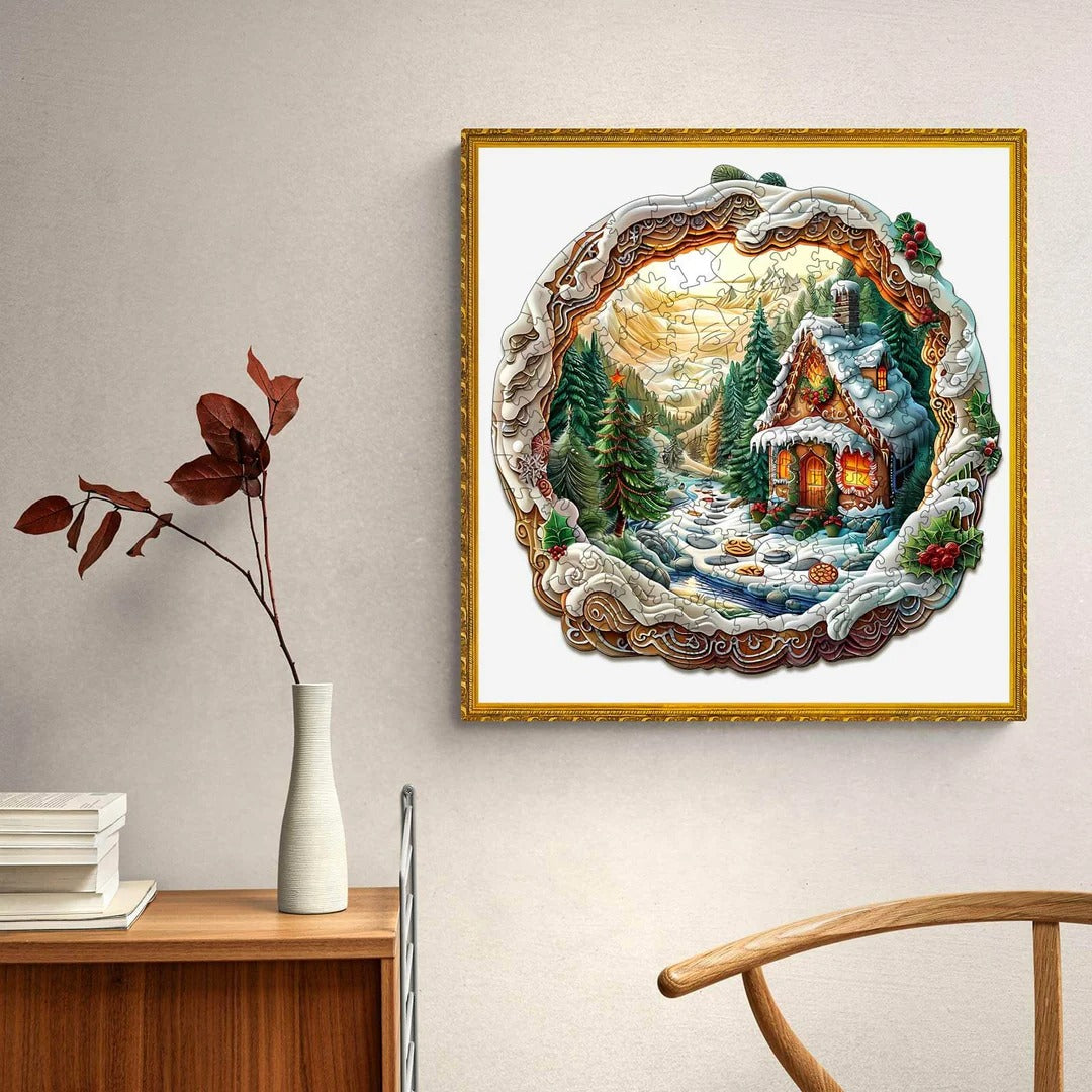 Whimsical Wooden Jigsaw Puzzle- 3D Christmas House - 1