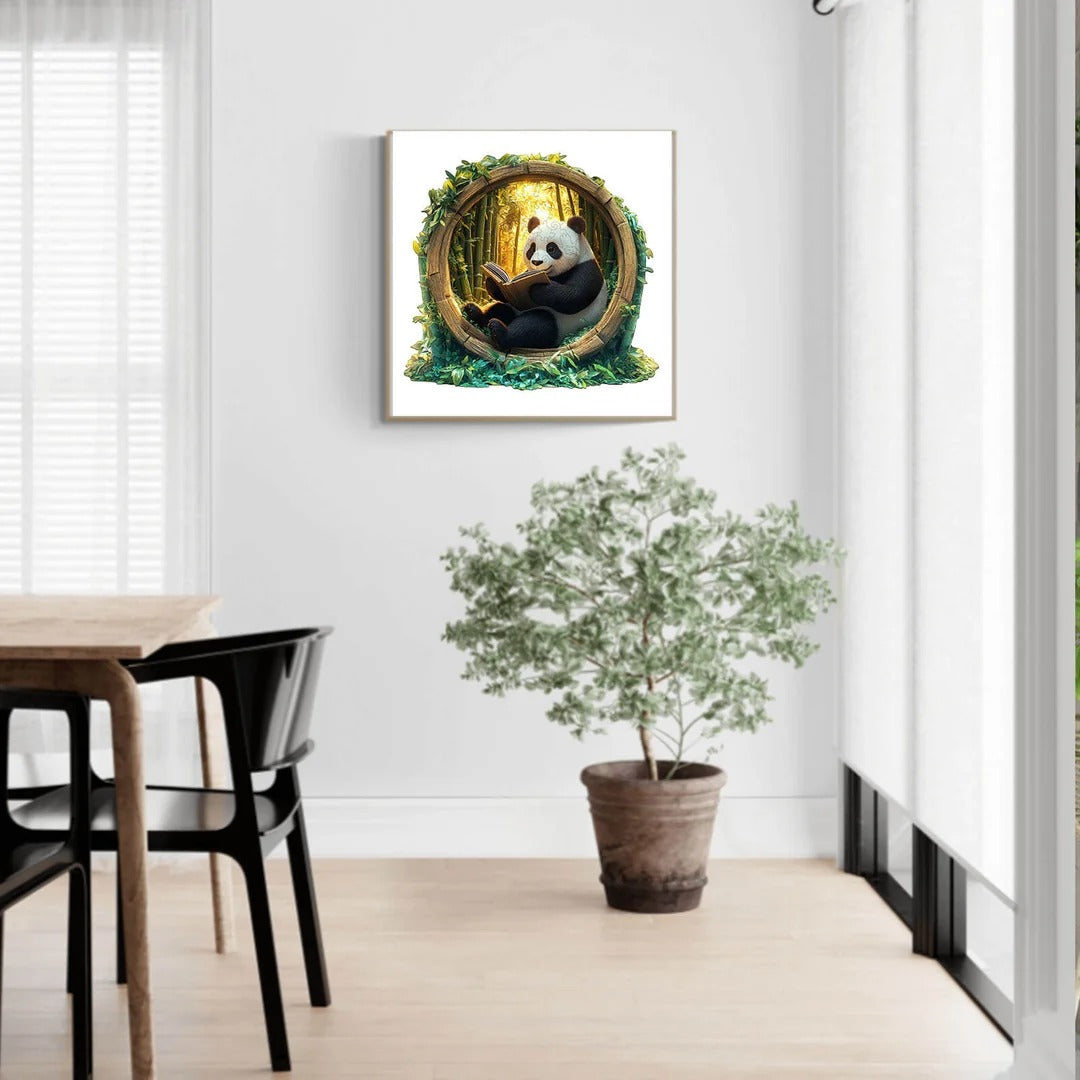 Whimsical Wooden Jigsaw Puzzle- Bamboo Grove Scholar Panda
