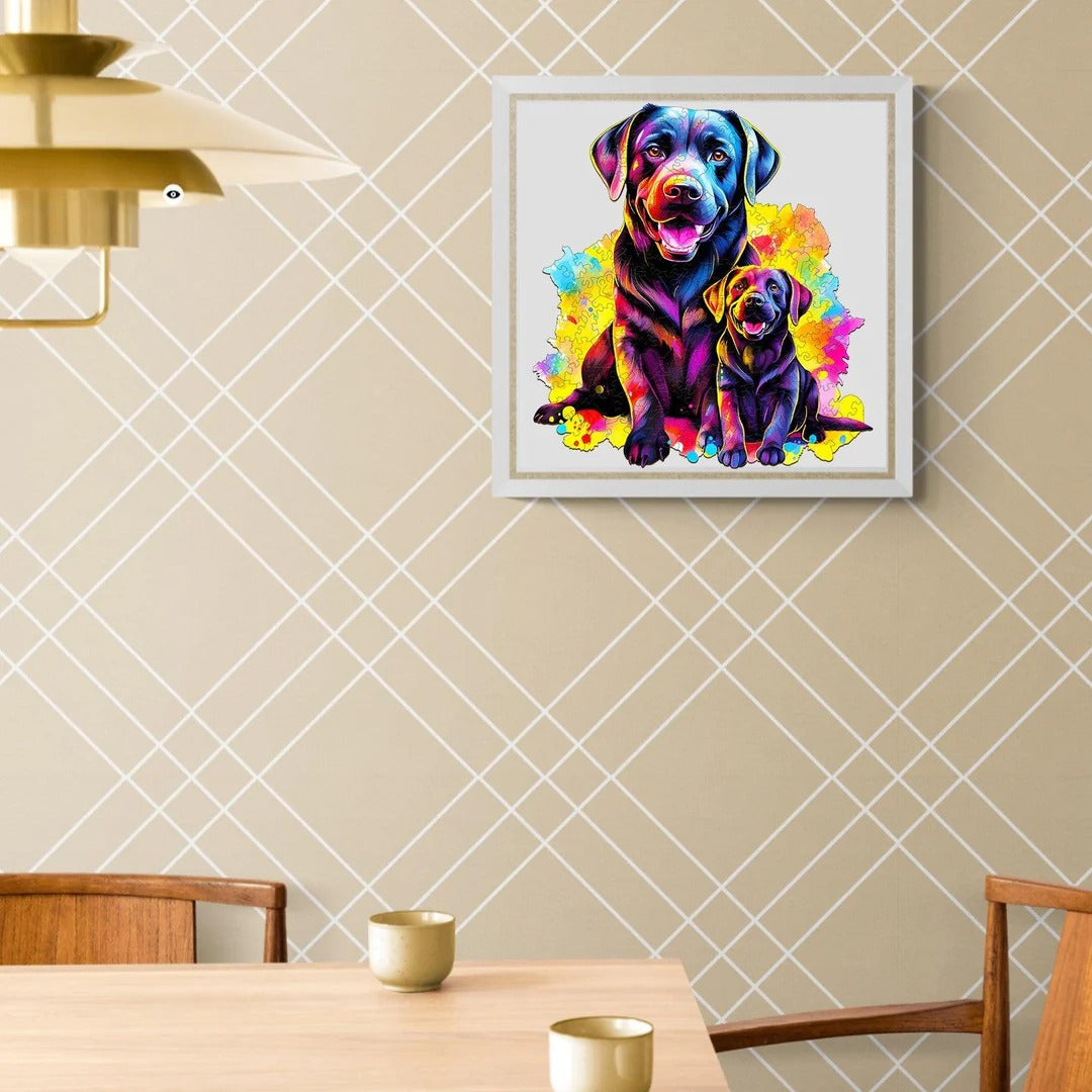 Whimsical Wooden Jigsaw Puzzle- Labrador family