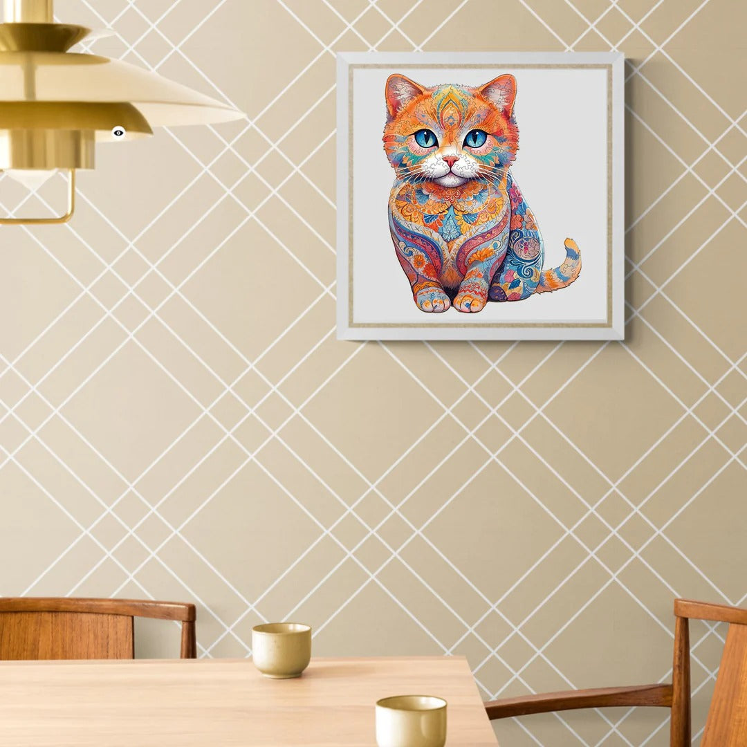 Whimsical Wooden Jigsaw Puzzle-Cute Scottish Cat