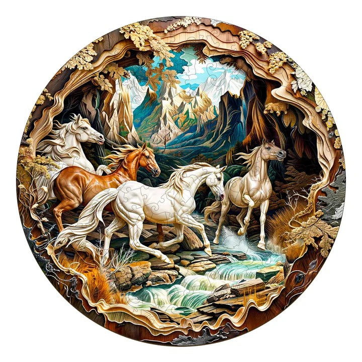 Puzzle en bois fantaisiste - Cheval 3D