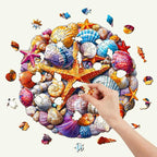 Whimsical Wooden Jigsaw Puzzle- Colorful Shells