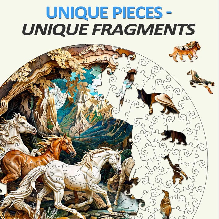 Puzzle en bois fantaisiste - Cheval 3D
