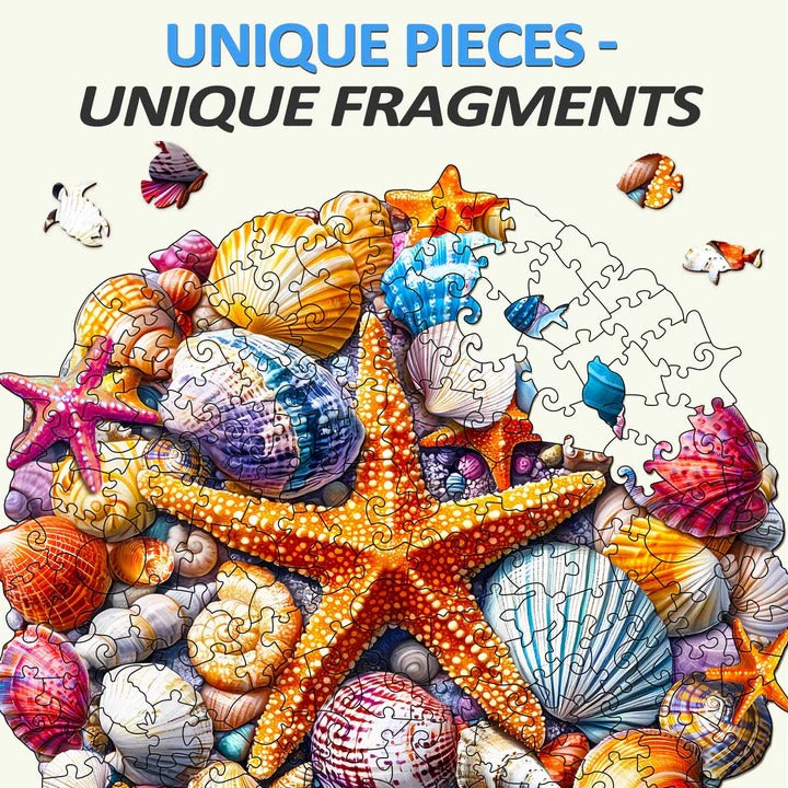 Whimsical Wooden Jigsaw Puzzle- Colorful Shells