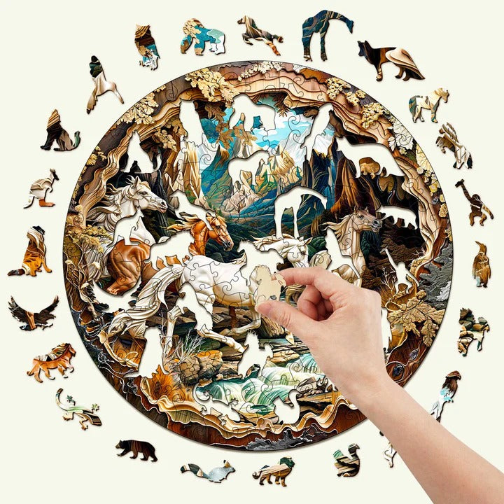 Whimsical Wooden Jigsaw Puzzle-3D Horse Secondary image