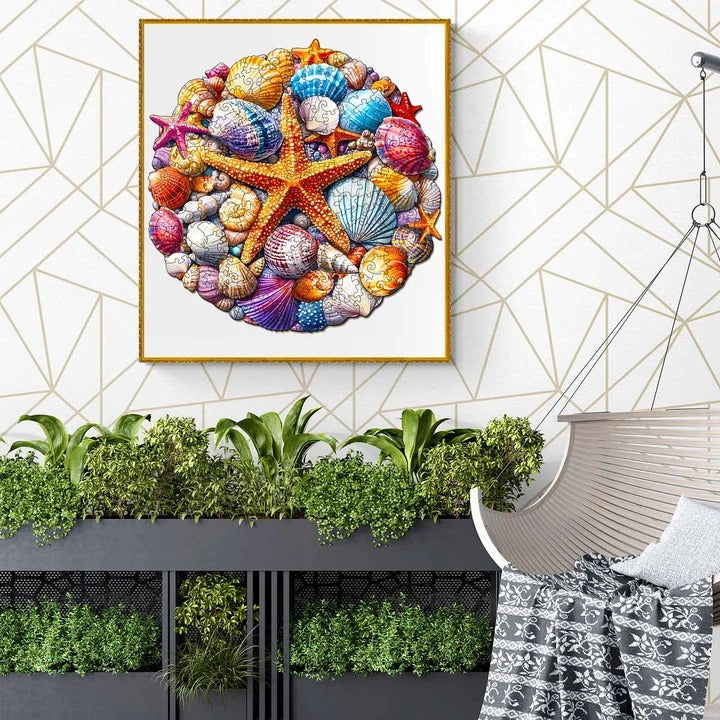 Whimsical Wooden Jigsaw Puzzle- Colorful Shells