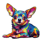 Whimsical Wooden Jigsaw Puzzle- Colorful Chihuahua