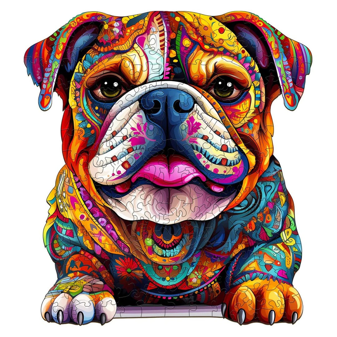 Whimsical Wooden Jigsaw Puzzle- Bulldog