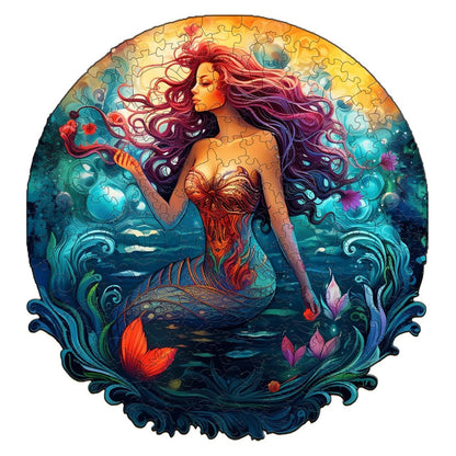 Whimsical Wooden Jigsaw Puzzle- Aqua Woman