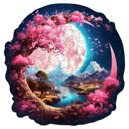 Whimsical Wooden Jigsaw Puzzle-Beautiful Moon