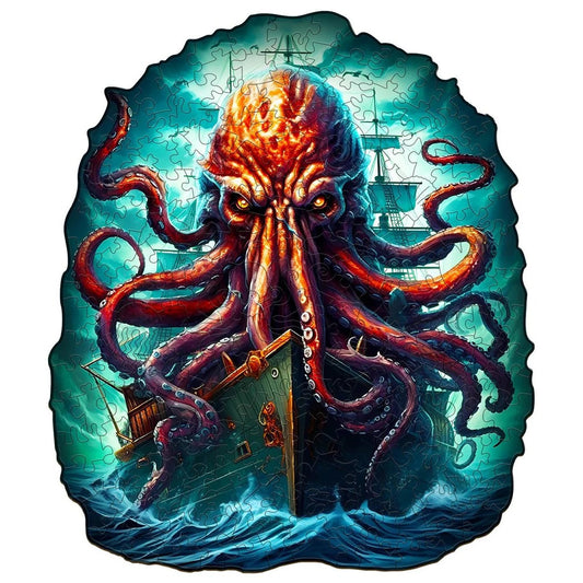 Whimsical Wooden Jigsaw Puzzle-Octopus Monster