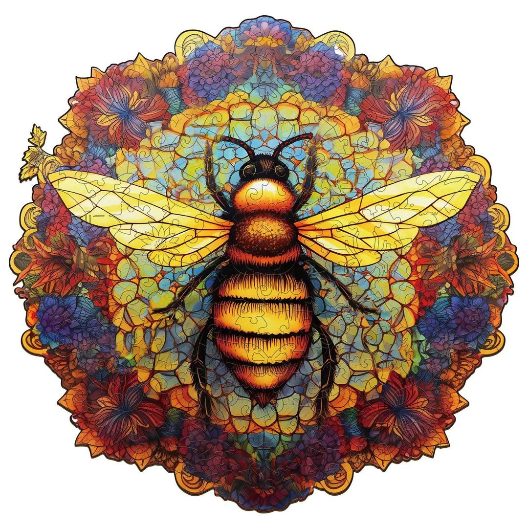 Whimsical Wooden Jigsaw Puzzle- MANDALA BEE