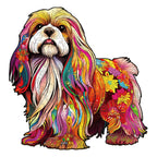 Whimsical Wooden Jigsaw Puzzle- Beautiful shih tzu