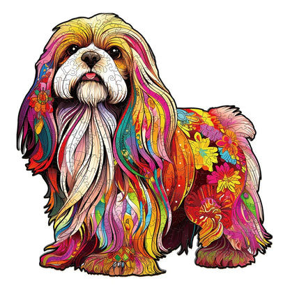 Whimsical Wooden Jigsaw Puzzle- Beautiful shih tzu