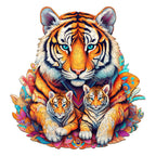 Whimsical Wooden Jigsaw Puzzle-Tiger Family