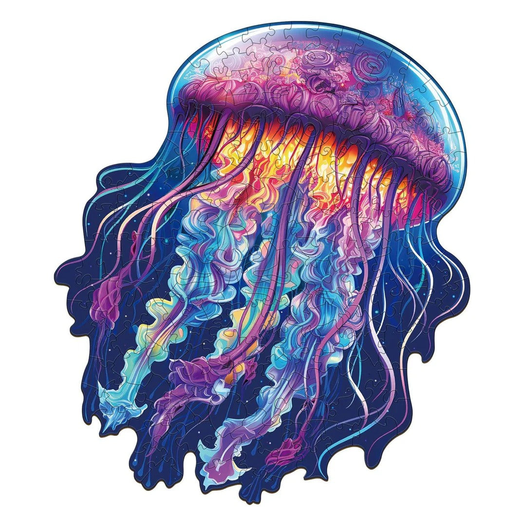 Whimsical Wooden Jigsaw Puzzle- watercolor jellyfish