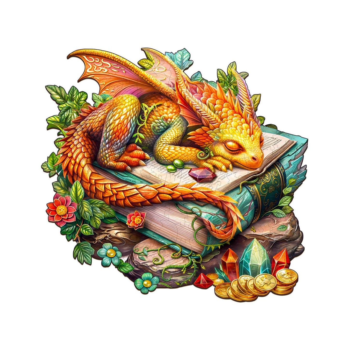 Verspieltes Holzpuzzle – Schlafender Drache