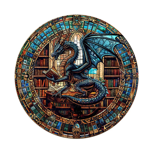 Engaging Wooden Jigsaw Puzzle-The Dragon’s Library