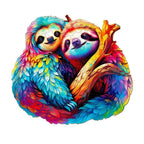 Whimsical Wooden Jigsaw Puzzle-sloth couple