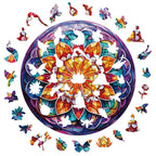 Whimsical Wooden Jigsaw Puzzle-church glass mandala