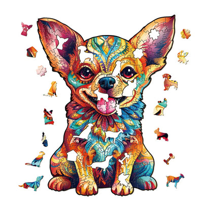 Whimsical Wooden Jigsaw Puzzle- Cute Chihuahua