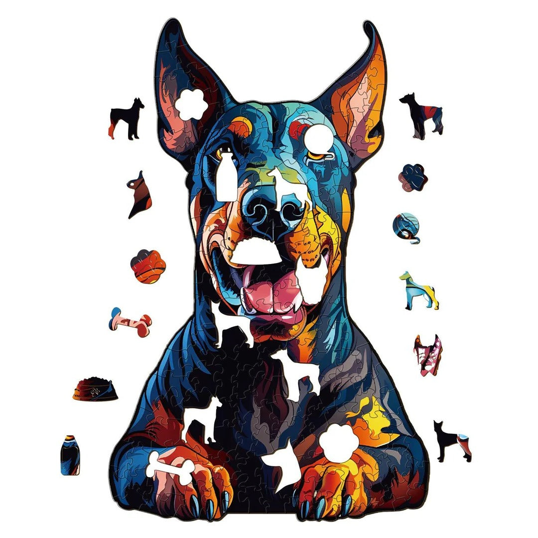 Ausgefallenes Holzpuzzle – Dobermann Zweitbild