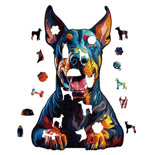 Whimsical Wooden Jigsaw Puzzle- Doberman Pinscher