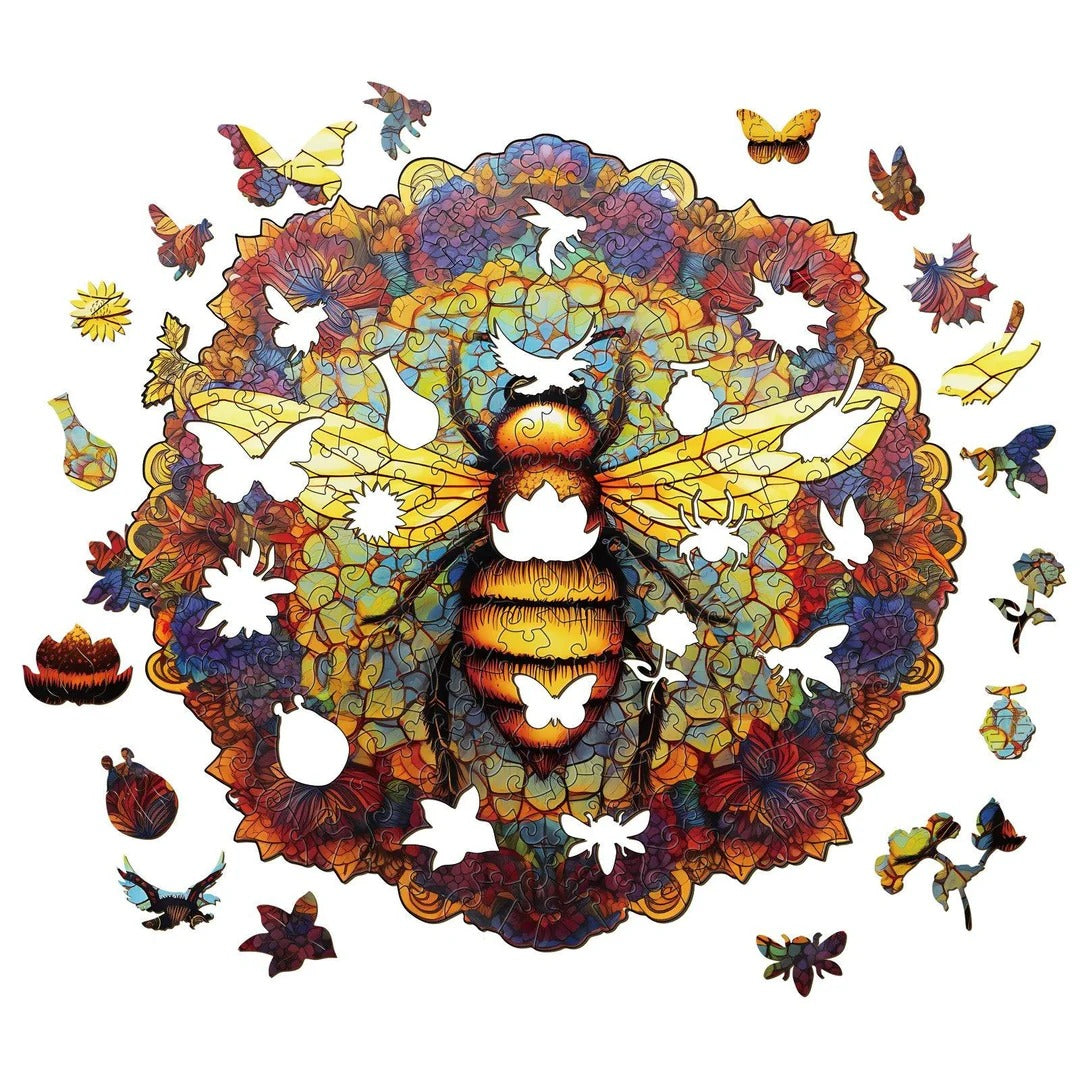 Whimsical Wooden Jigsaw Puzzle- MANDALA BEE