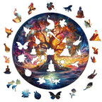 Whimsical Wooden Jigsaw Puzzle-Starry Night Tree of Life