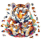 Whimsical Wooden Jigsaw Puzzle-Tiger Family