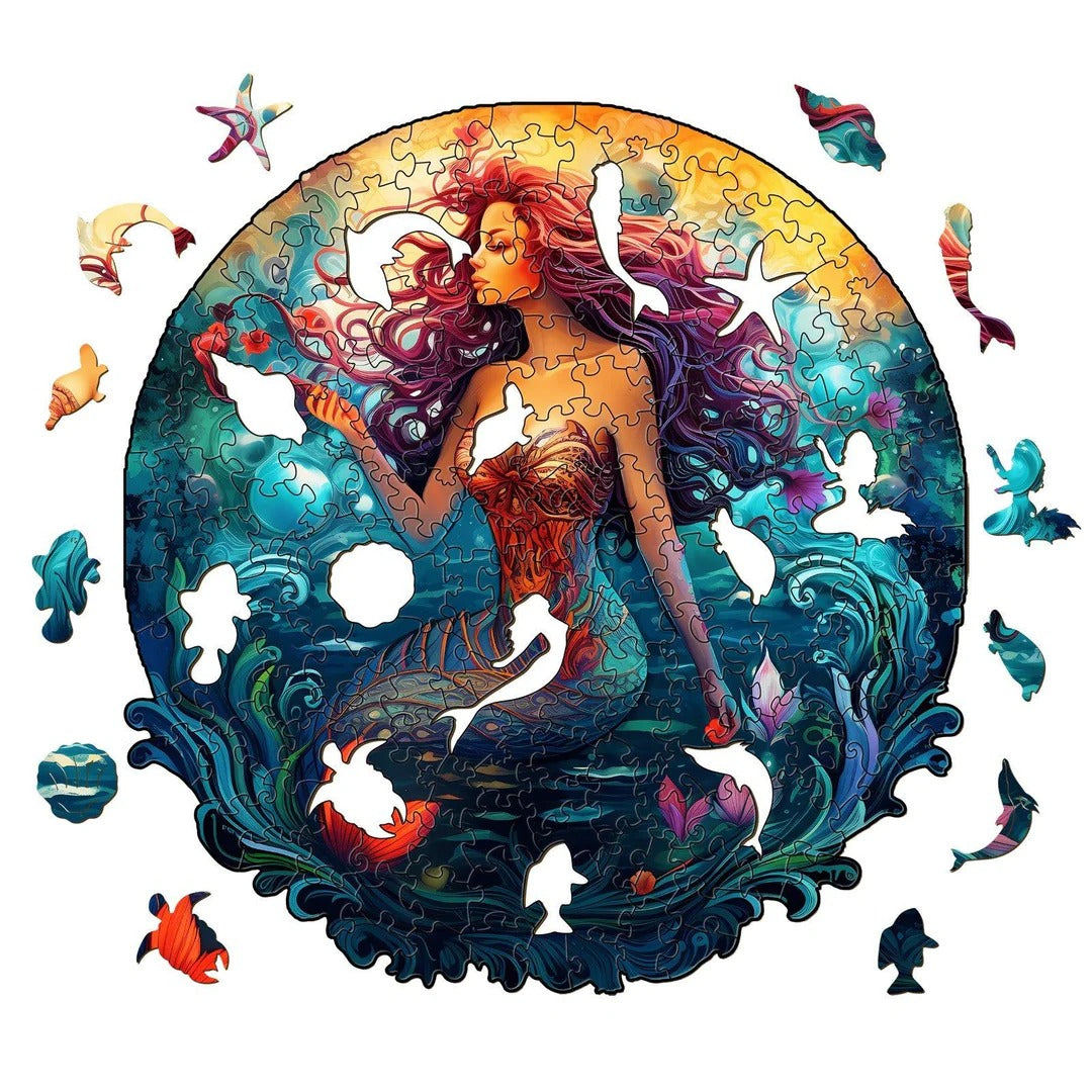 Whimsical Wooden Jigsaw Puzzle- Aqua Woman Secondary image
