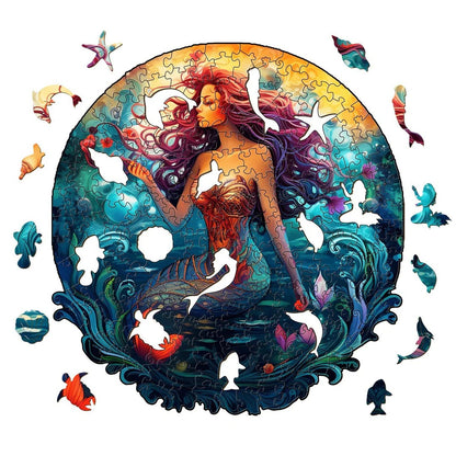 Whimsical Wooden Jigsaw Puzzle- Aqua Woman