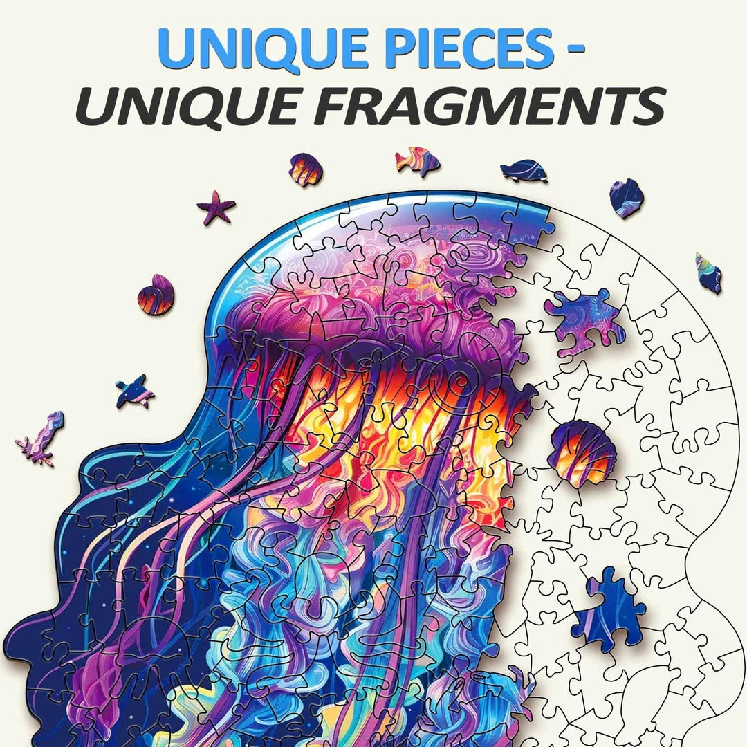 Whimsical Wooden Jigsaw Puzzle- watercolor jellyfish