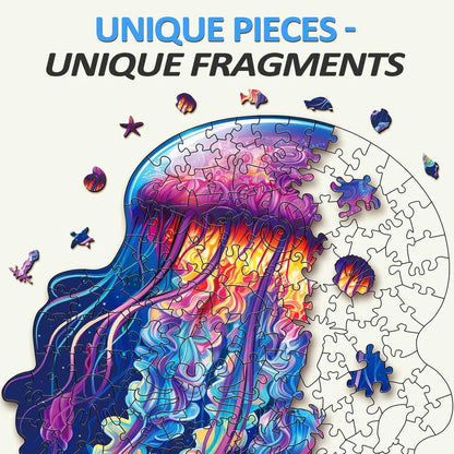 Whimsical Wooden Jigsaw Puzzle- watercolor jellyfish