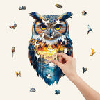 Whimsical Wooden Jigsaw Puzzle- forest owl